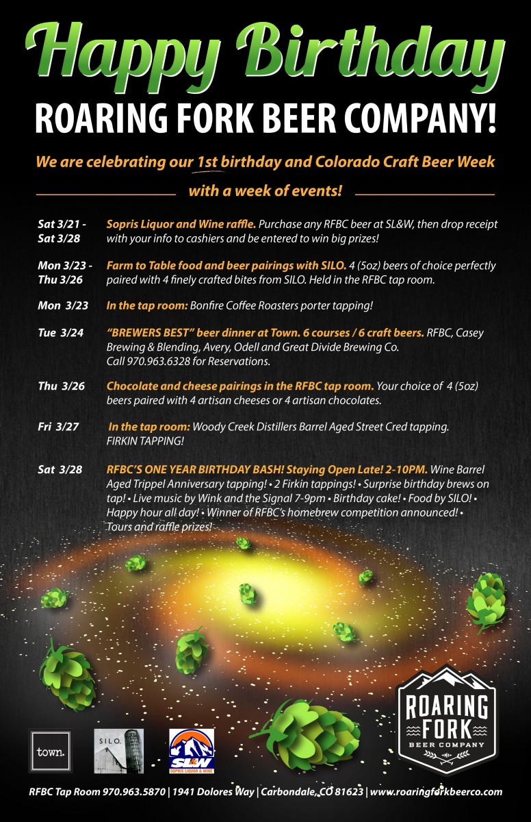 Roaring Fork Beer Company Announces Their One Year Birthday Bash With