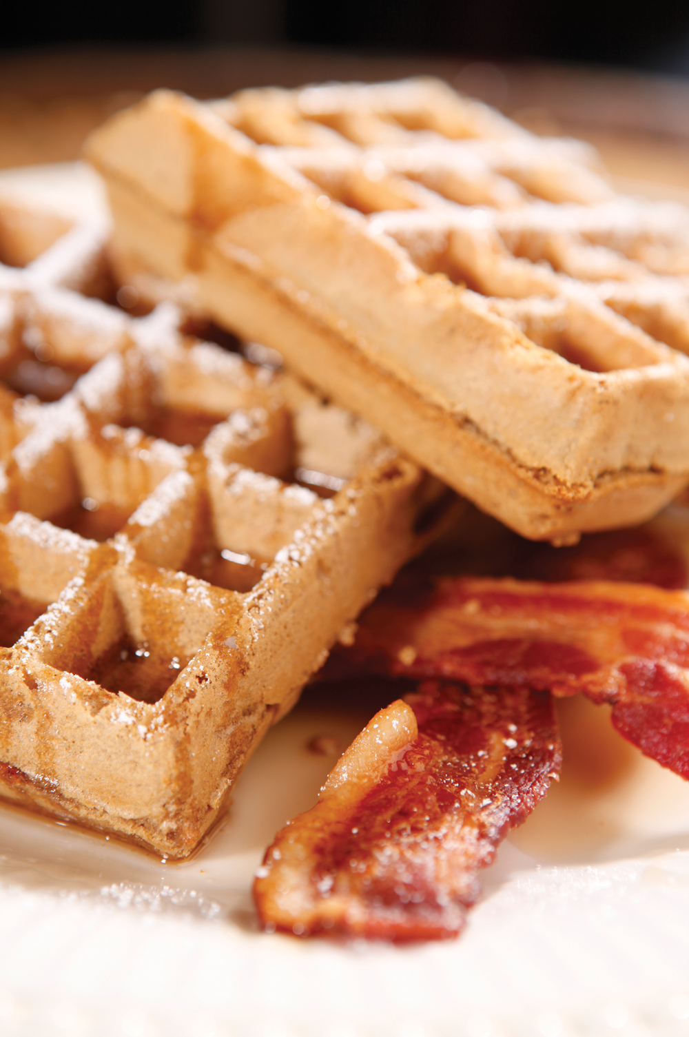 Oatmeal Stout And Bacon Belgian Waffles