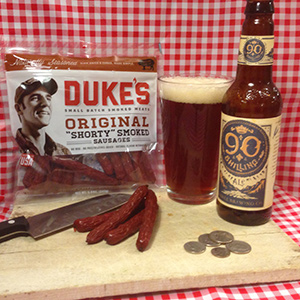 Duke’s Original “Shorty” Smoked Sausages with Odell 90 Shilling Ale