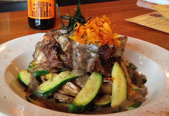 Braised Pork Osso Buco with Fingerling Potatoes and Wrecking Ball Mushroom Gravy