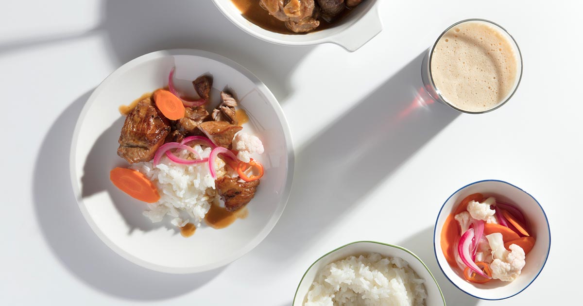 Braised Pork Shoulder in Adobo with Pickled Vegetables