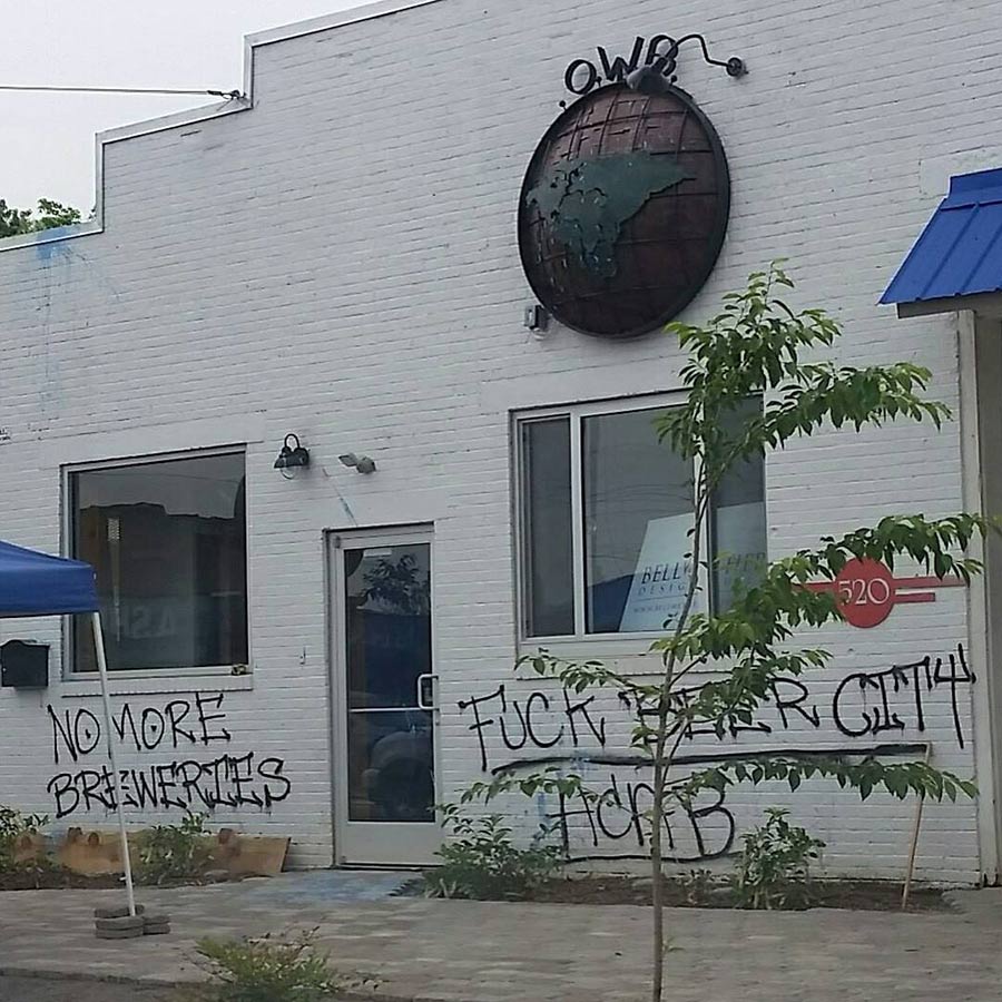 one world brewing vandalized