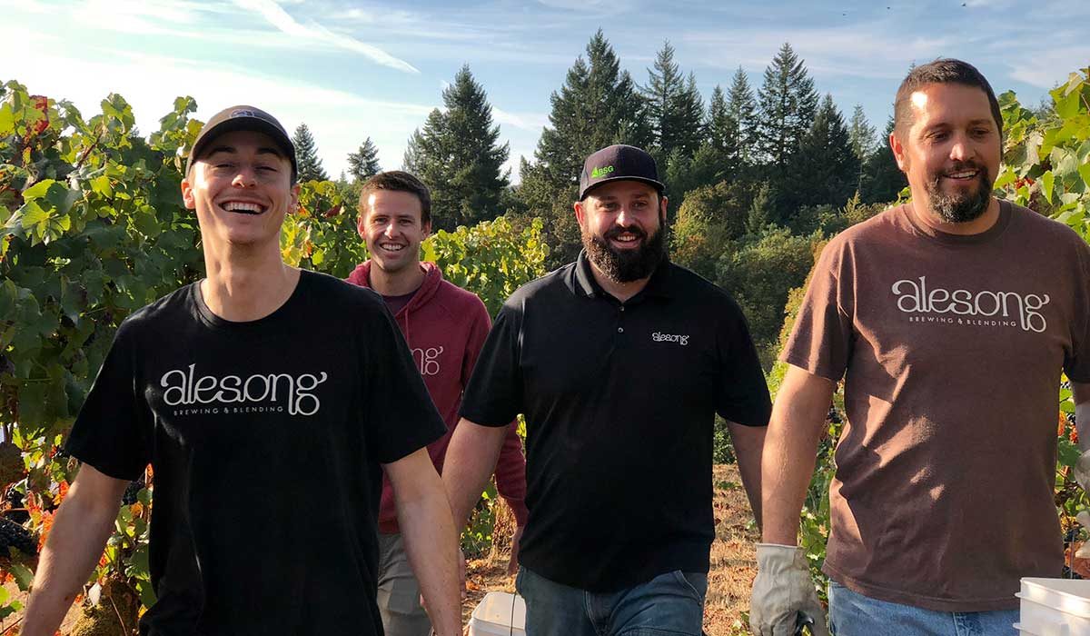 Alesong Brewing team in vineyard