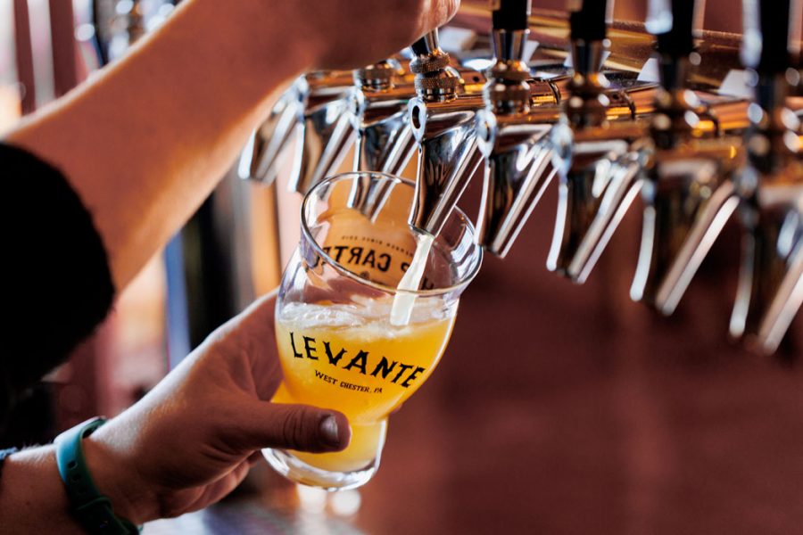 Levante Beer Pour in Taproom
