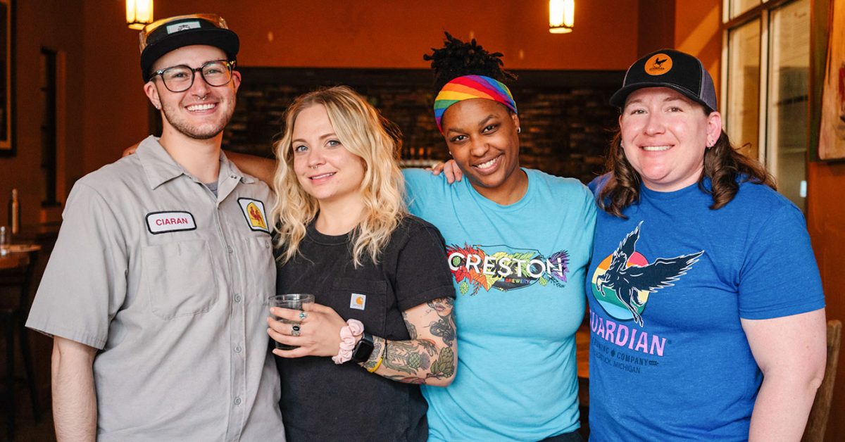 brewery employees in taproom of brewery vivant