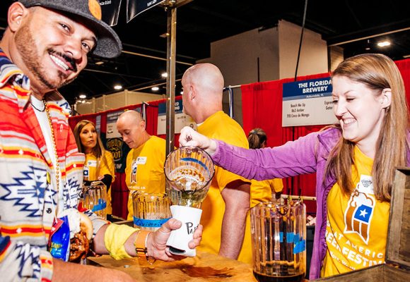 pouring beer at the great american beer festival