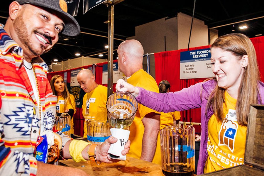 pouring beer at the great american beer festival