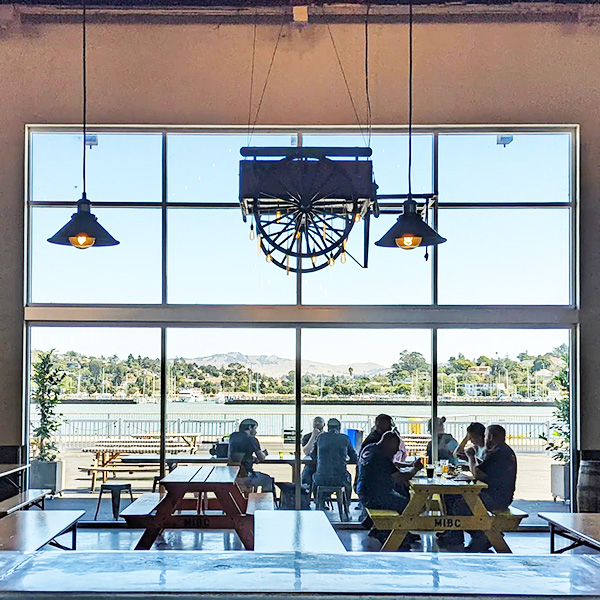 Mare Island Brewery interior with waterfront view