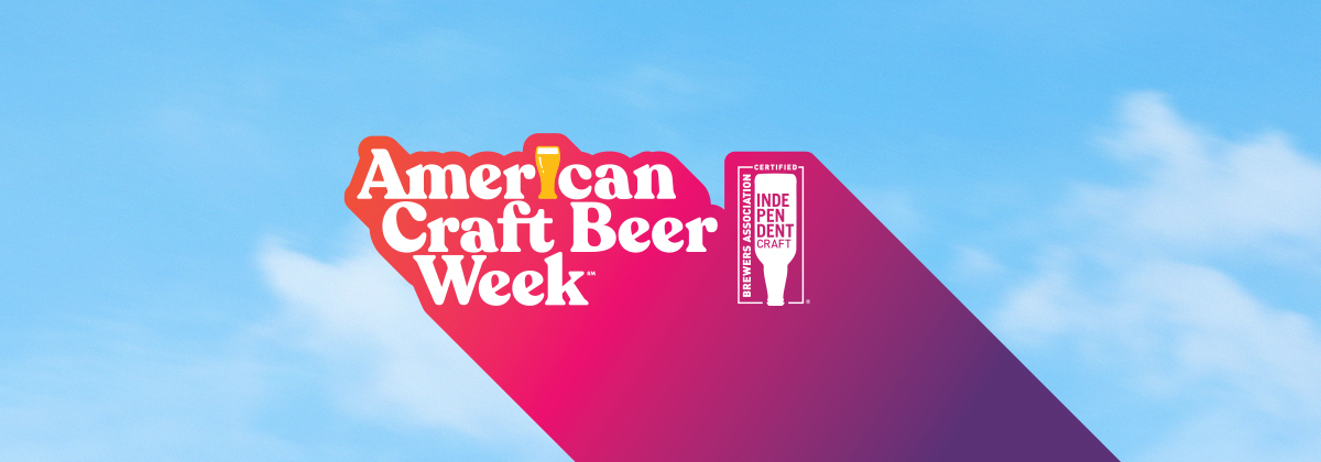 american craft beer week logo against blue sky background