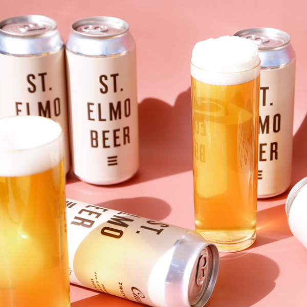 st elmo beer cans with beautifully poured beers