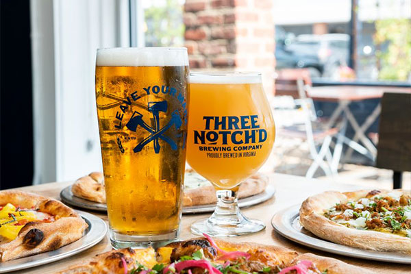 beers and food from three notch'd brewing