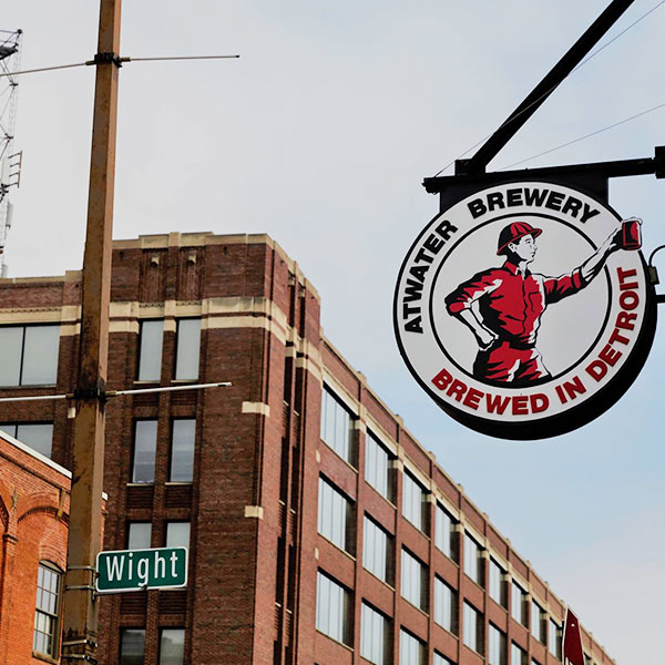 atwater brewery exterior sign