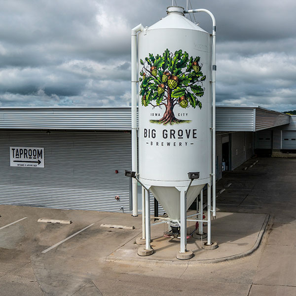 big grove brewery exterior in iowa city