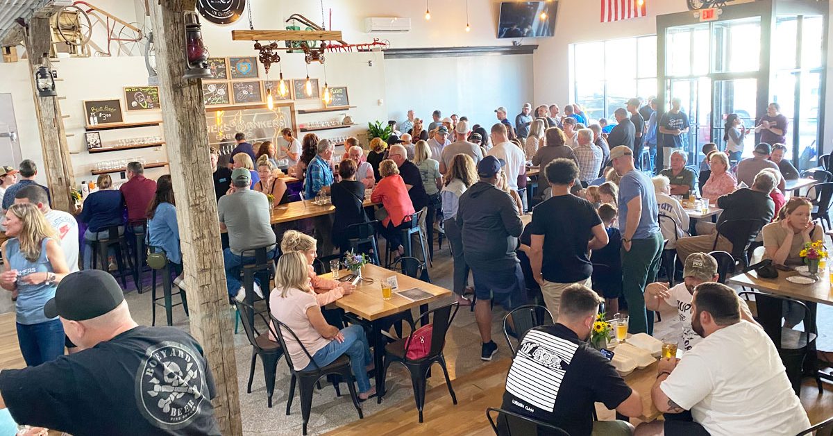 busy brewery interior