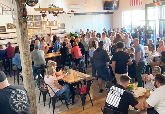 busy brewery interior