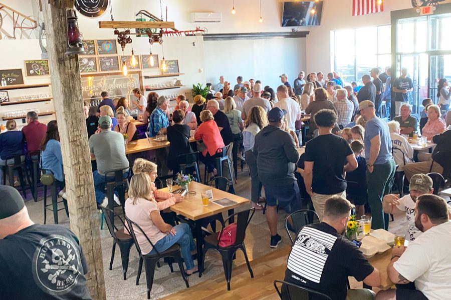 busy brewery interior