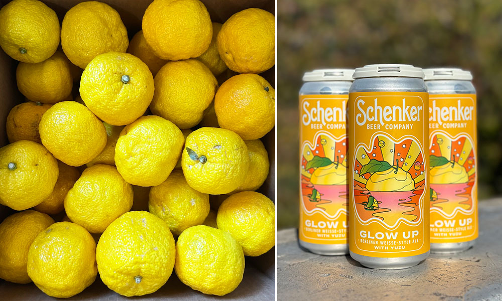 dual image of yuzu fruit and berliner weisse