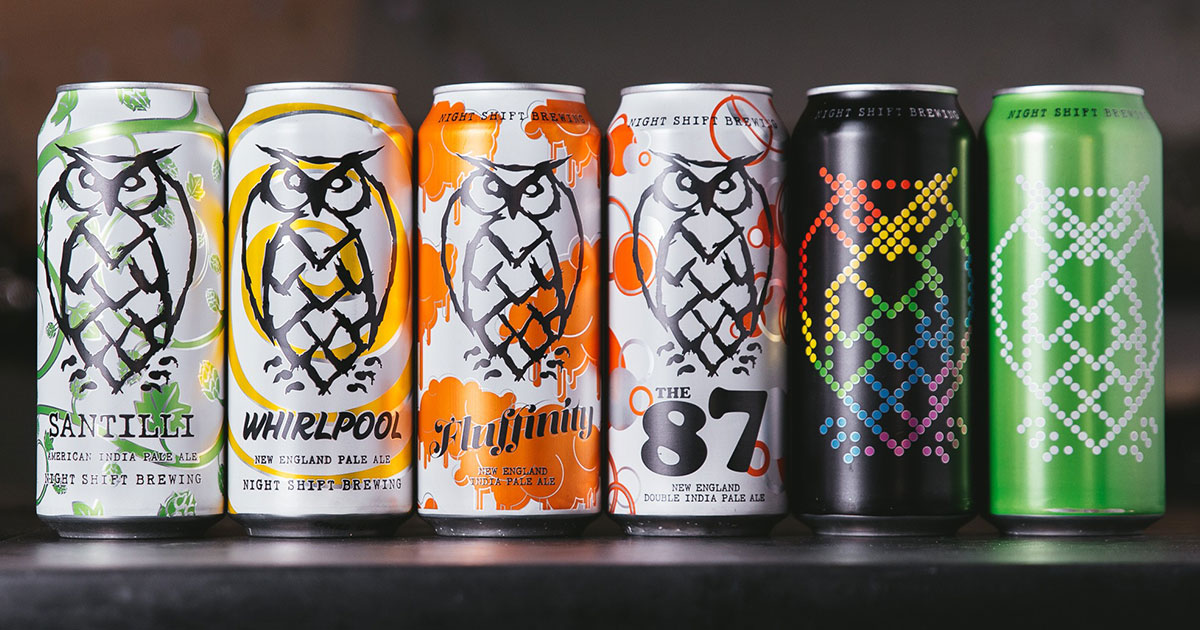 lineup of canned nightshift beers