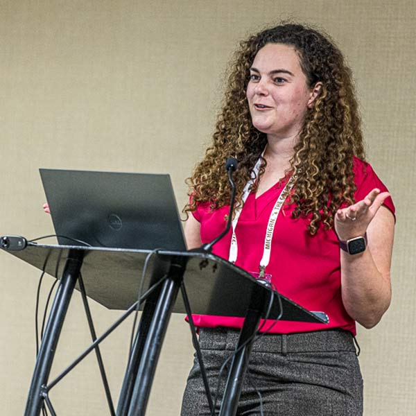 Erin Lizotte speaking at a seminar