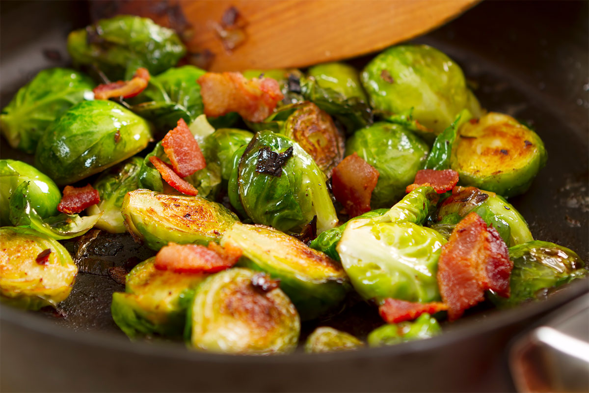 Braised Brussel Sprouts with Bacon and Beer