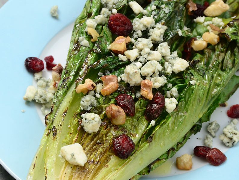 Grilled Romaine with Stout Bacon Vinaigrette